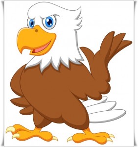 Cute eagle cartoon waving